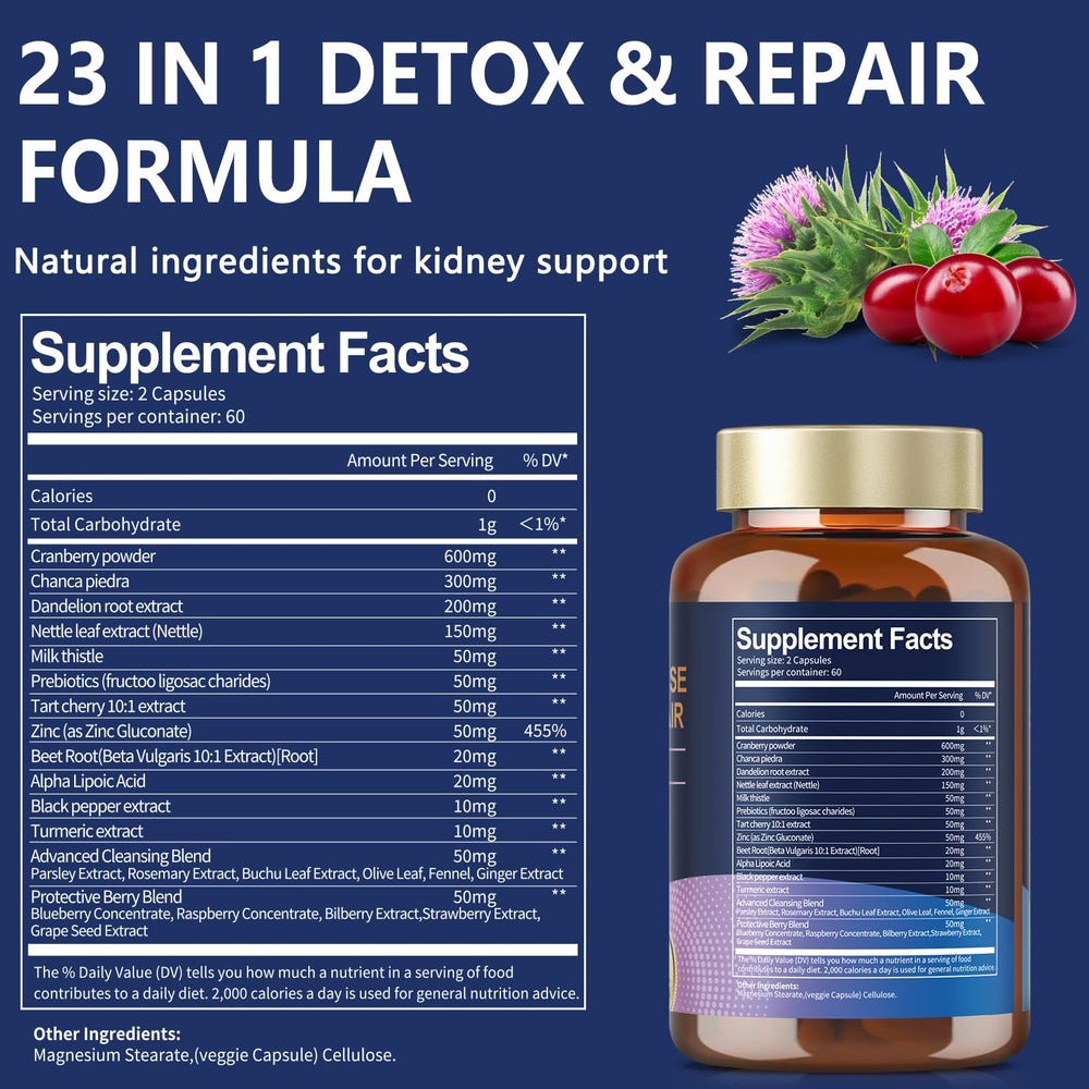 Totaria Kidney Cleanse cranberry extract image emphasizes urinary tract health.