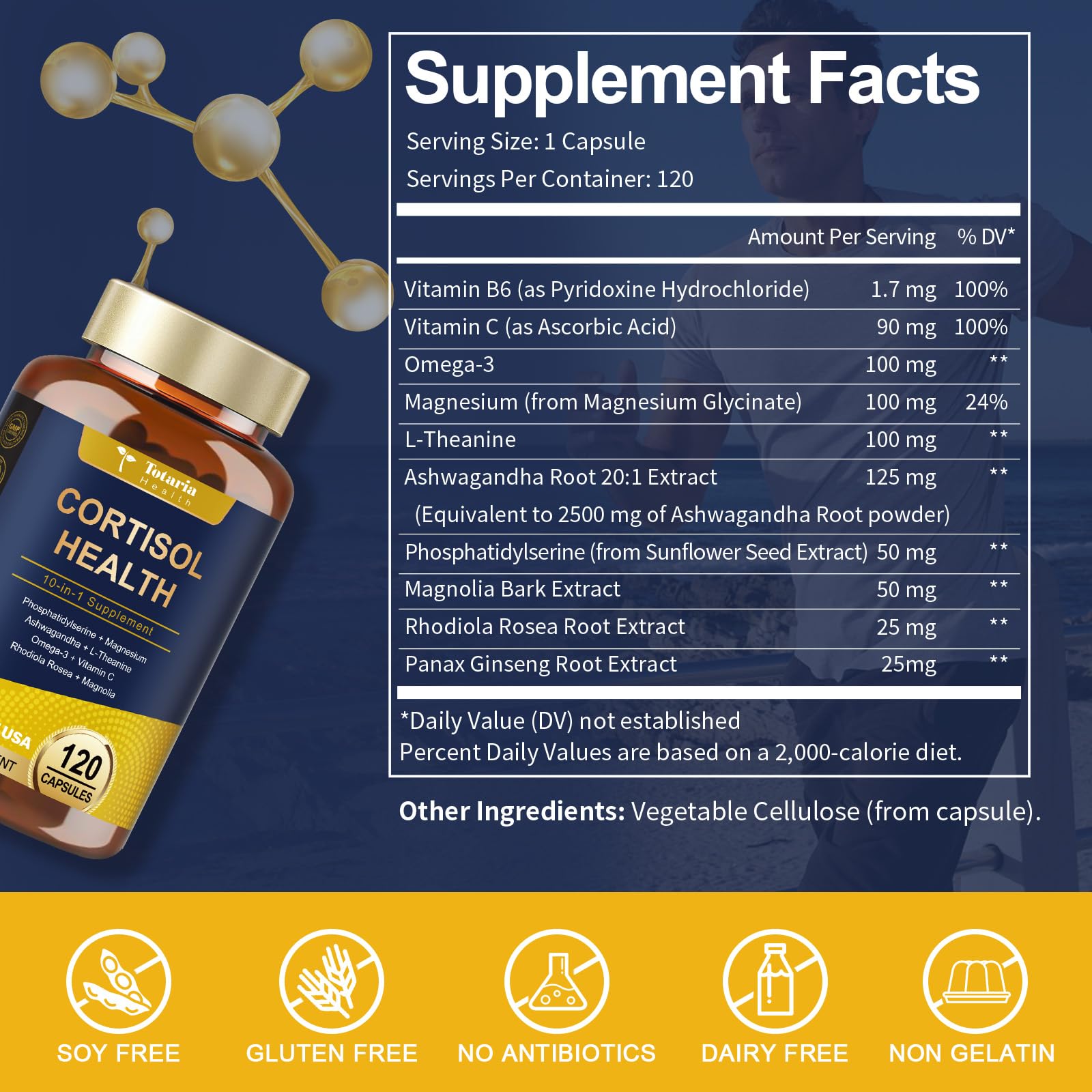 Totaria L-Theanine capsules for calm focus and mood balance.