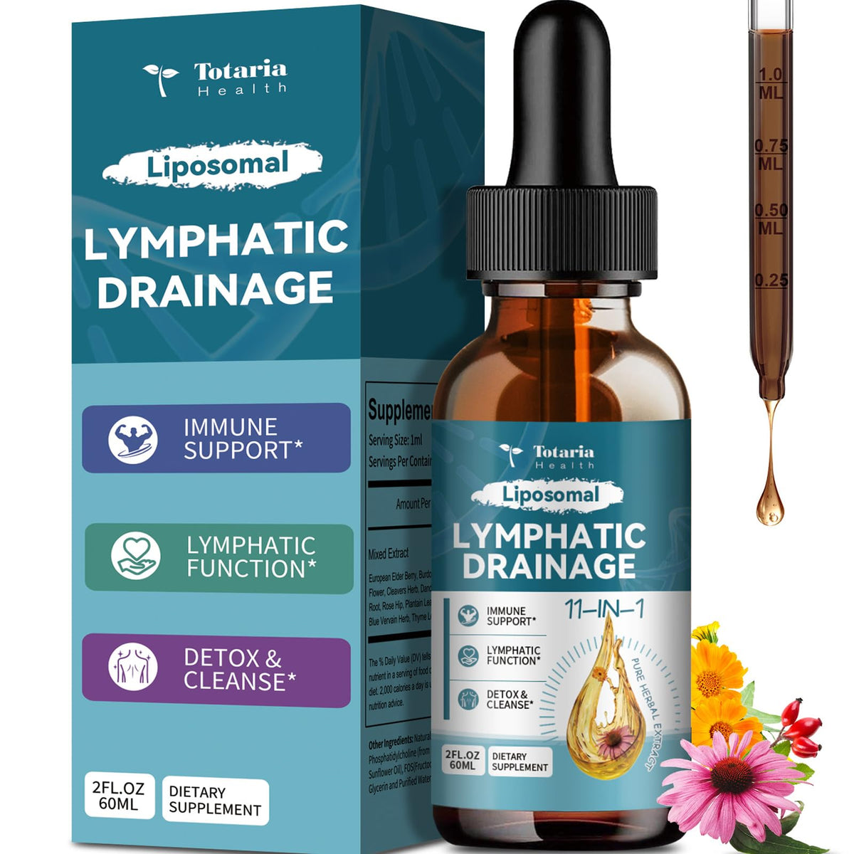 Totaria Liposomal Lymphatic Drops bottle for daily wellness support