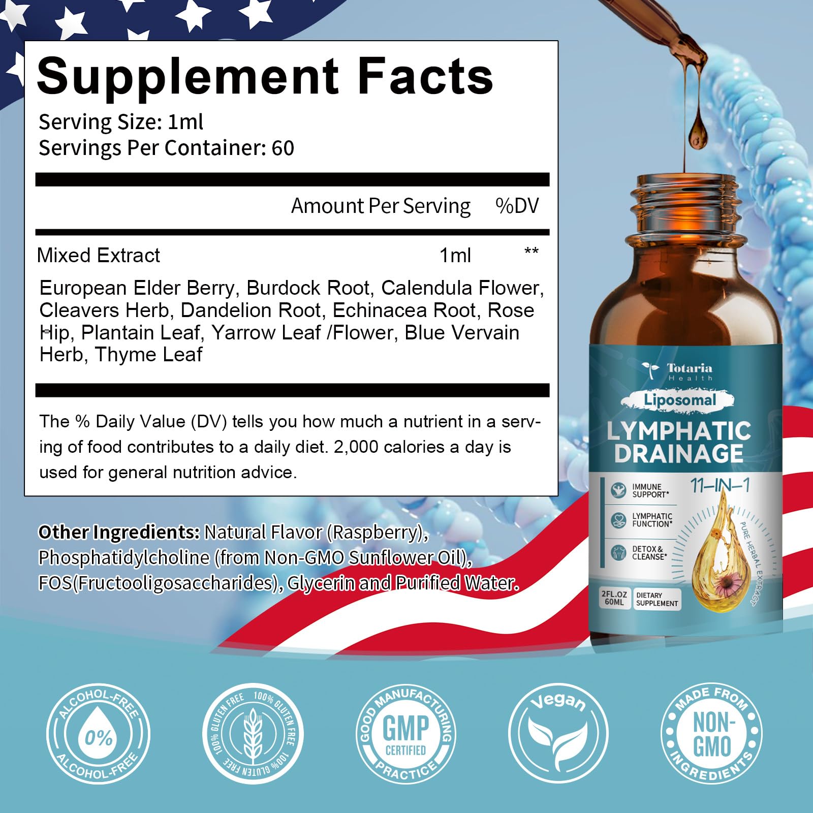Totaria Liposomal Lymphatic Drops featuring cleavers herb benefits