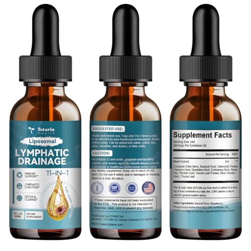 Totaria Liposomal Lymphatic Drops beside a lymphatic massage tool