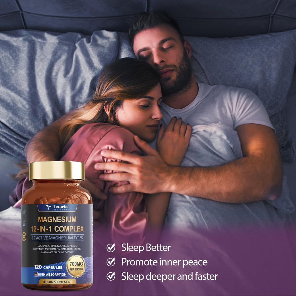 Totaria Magnesium Complex label highlights oxide and taurate forms for balance