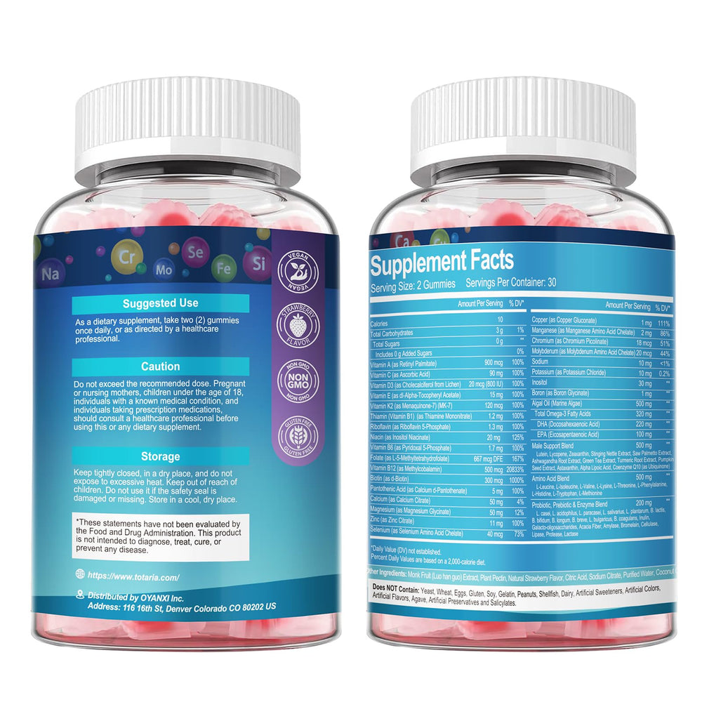 Totaria nutrition label close-up showing vitamins minerals and methylated B complex