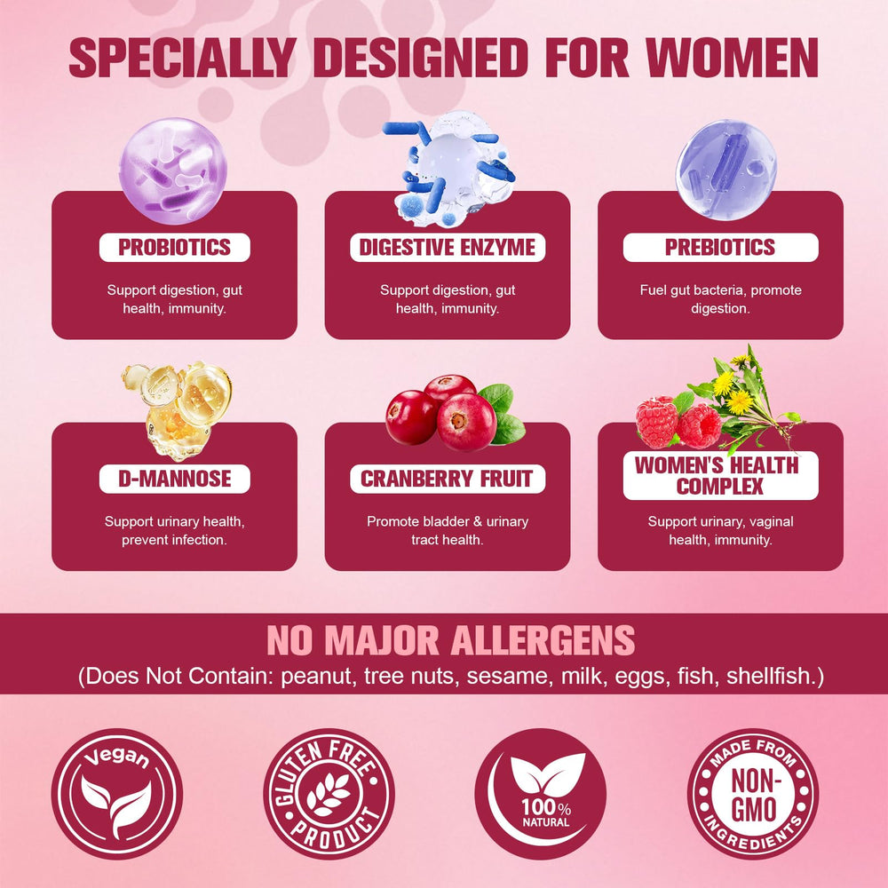 Totaria Probiotics with cranberry and D-mannose support urinary health.