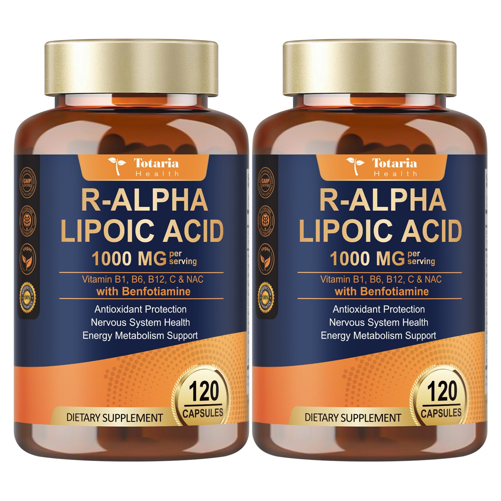 Totaria R-ALA 1000mg bottle front showing premium nerve support formula