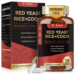 Totaria Red Yeast Rice bottle displays the 2000 mg formula for daily heart support.