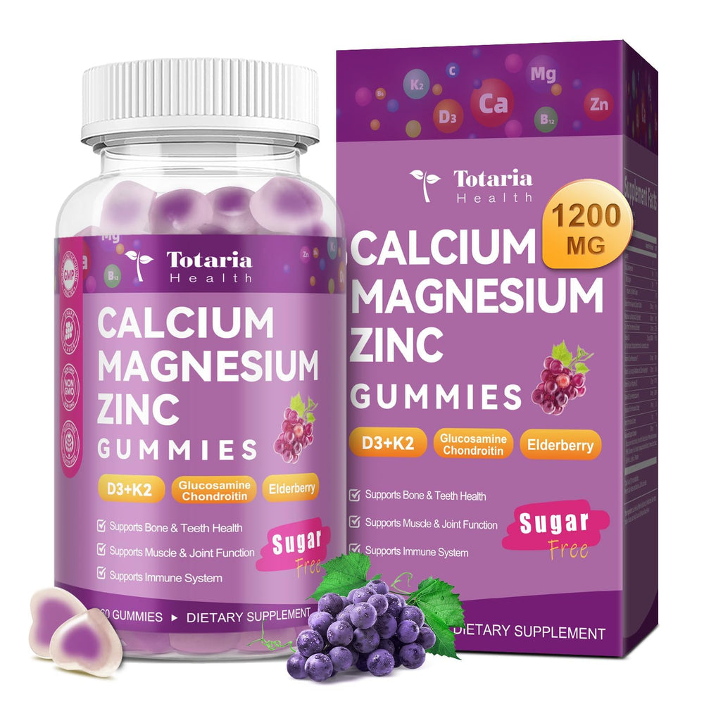 Totaria sugar-free gummies bottle for convenient calcium magnesium zinc supplementation and bone vitality support