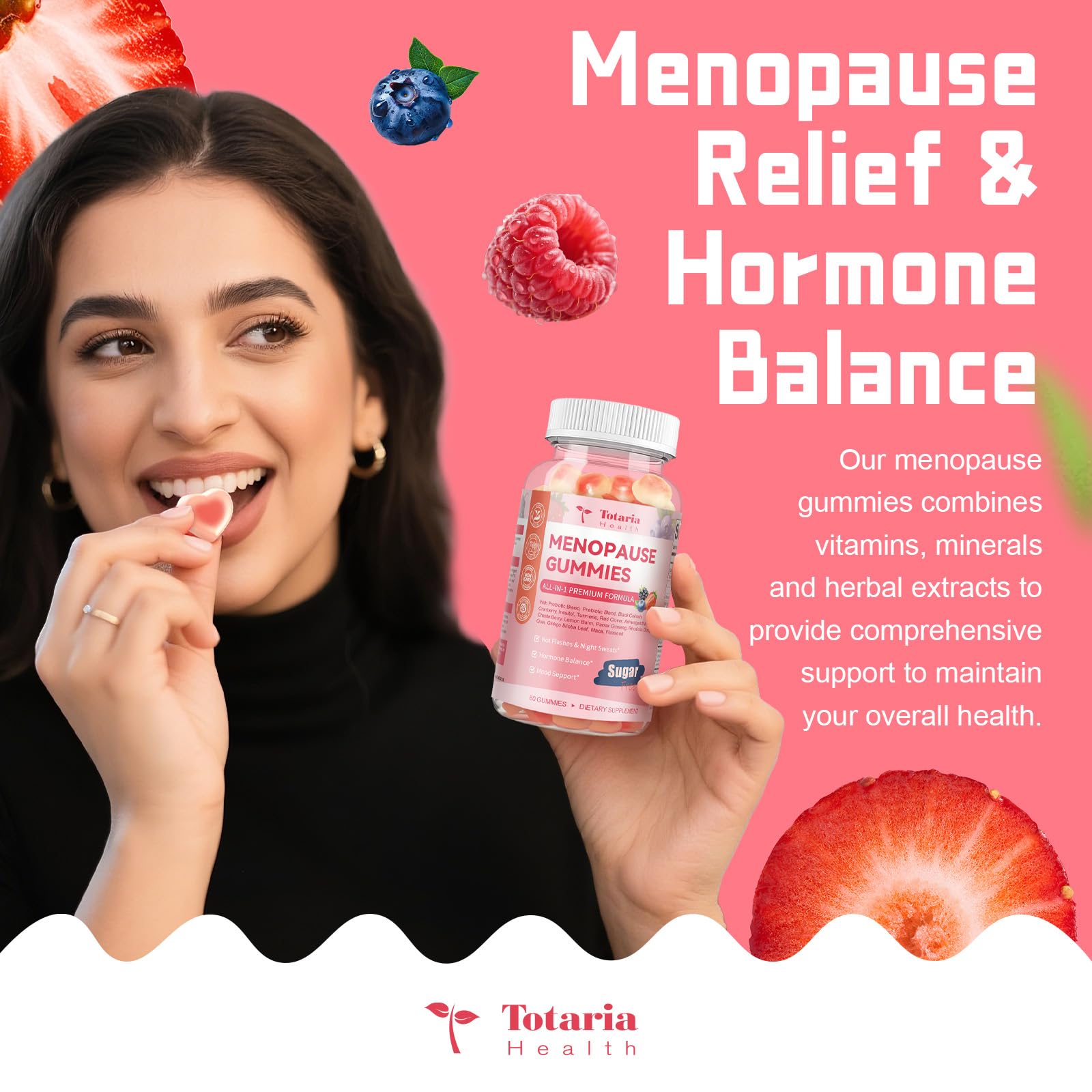 Totaria Sugar Free Menopause Gummies DIM ingredient signals hormone harmony potential.