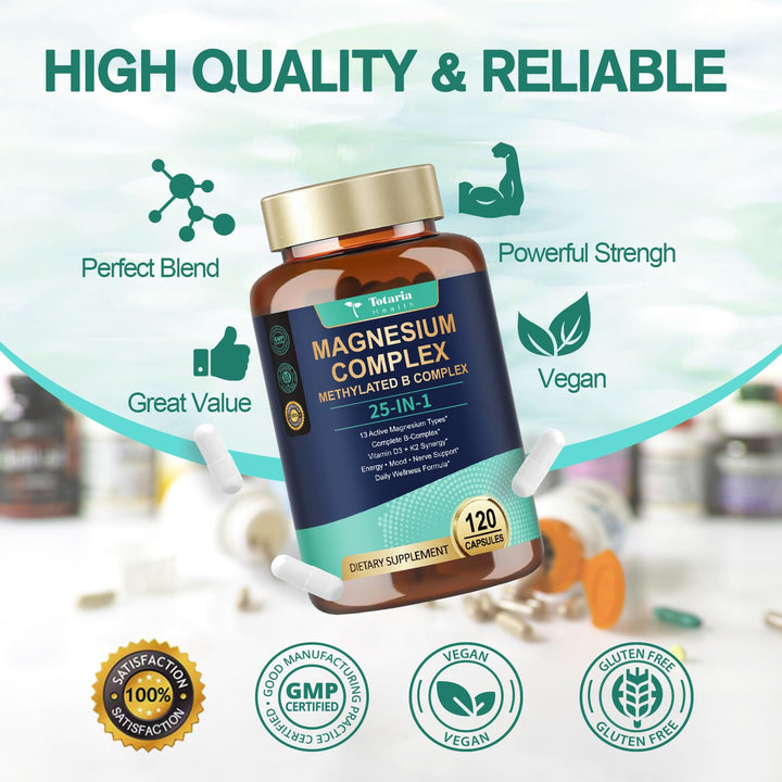 Totaria thirteen mg forms closeup highlights the diverse magnesium blend