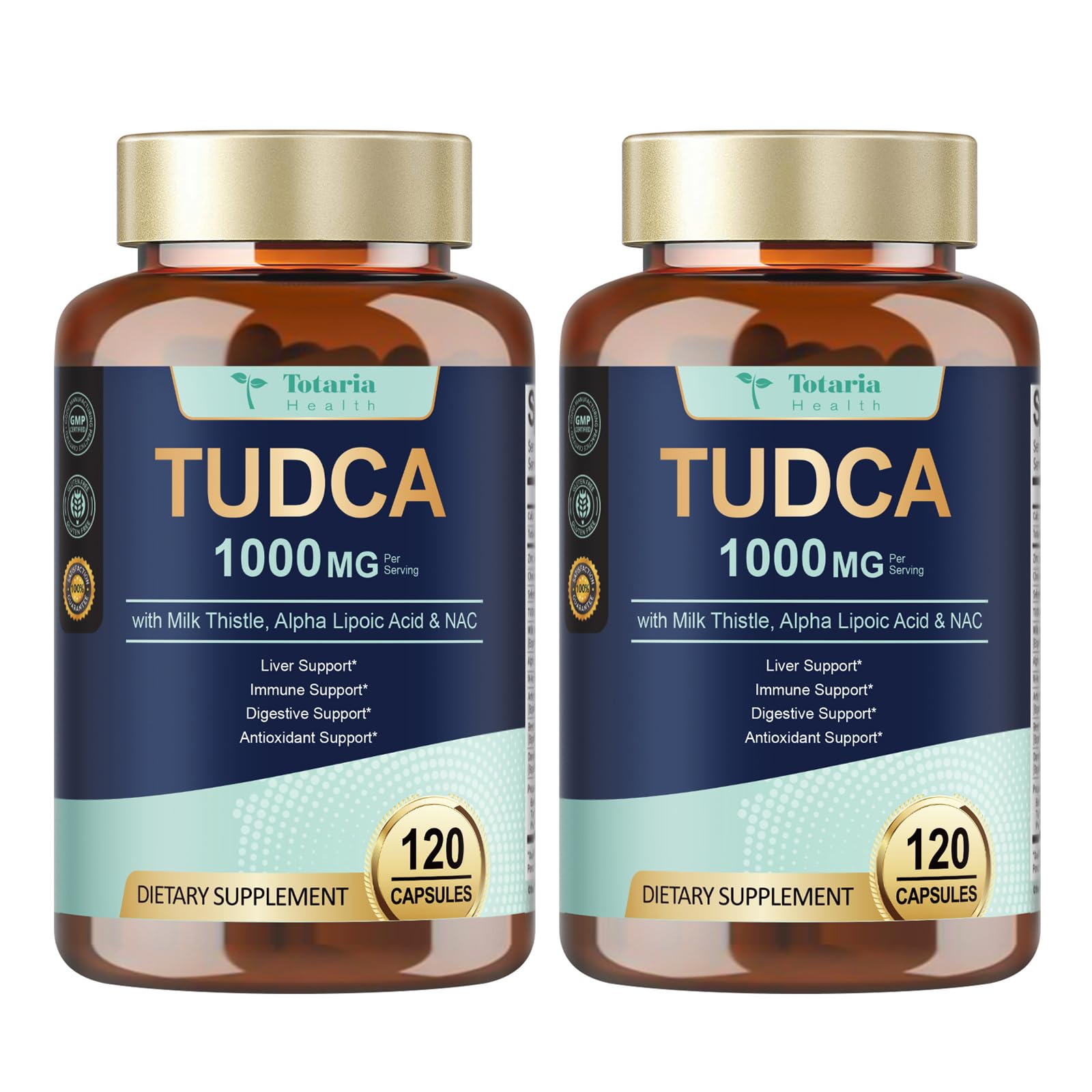 Totaria Tudca bottle front for daily liver support and easy dosing.