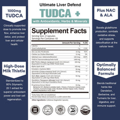Totaria Tudca milk thistle visual highlights antioxidant liver protection.