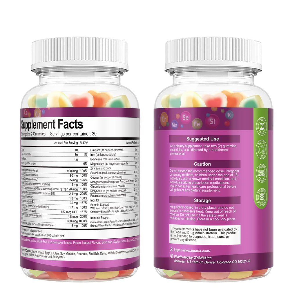 Totaria vegan non-GMO gummies appealing daily vitamins option
