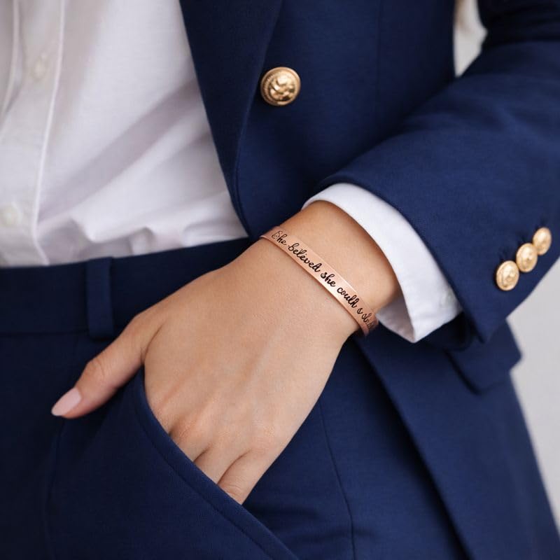 Touchstone slogan-engraved-bracelet-she-believed-she-did, a motivational accessory for her.