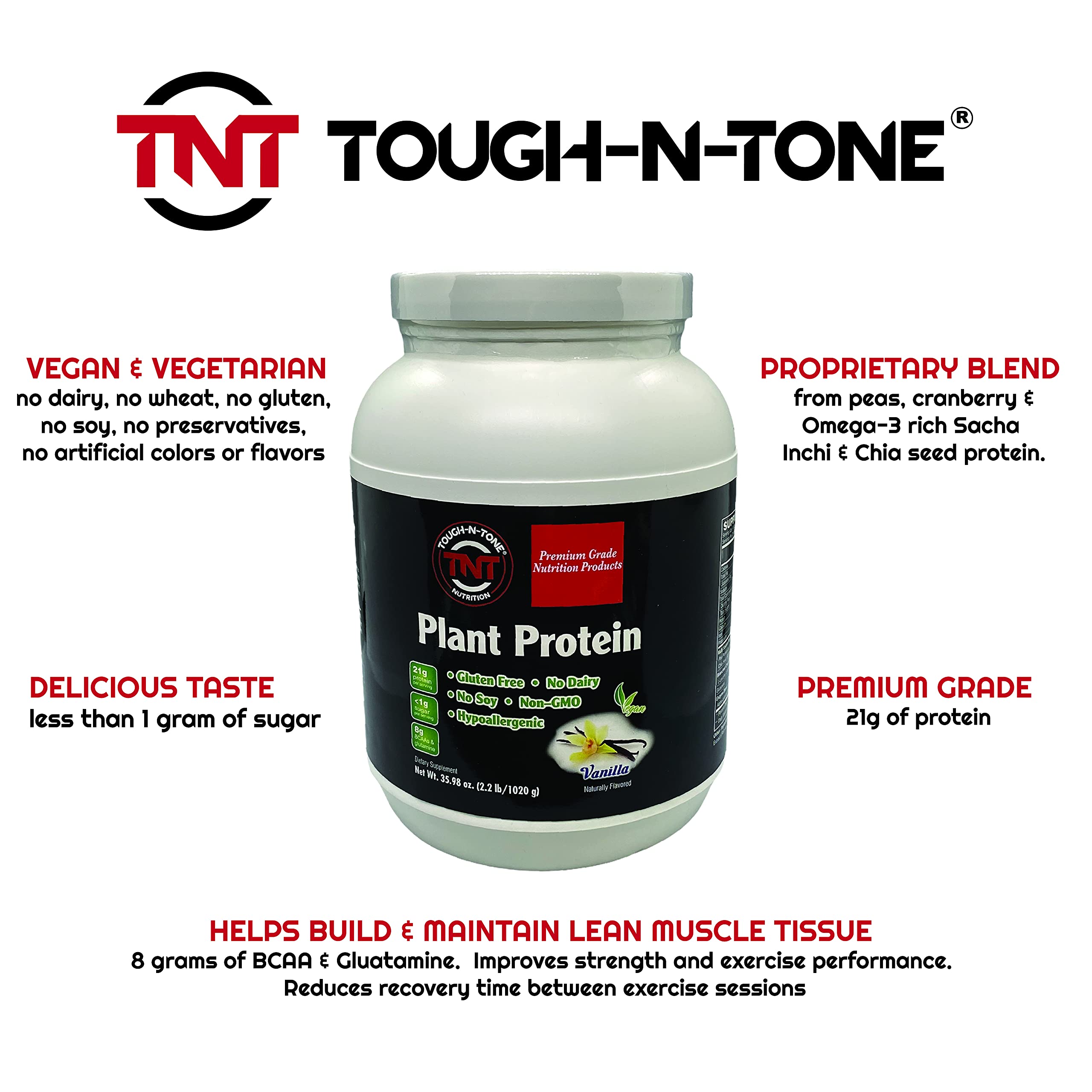 TOUGH-N-TONE vanilla protein powder scoop ready to mix