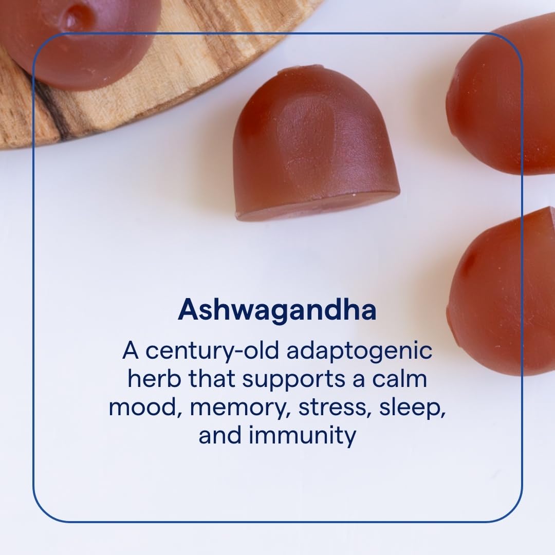 Trace Minerals Ashwagandha gummies close-up highlighting chewable calm support