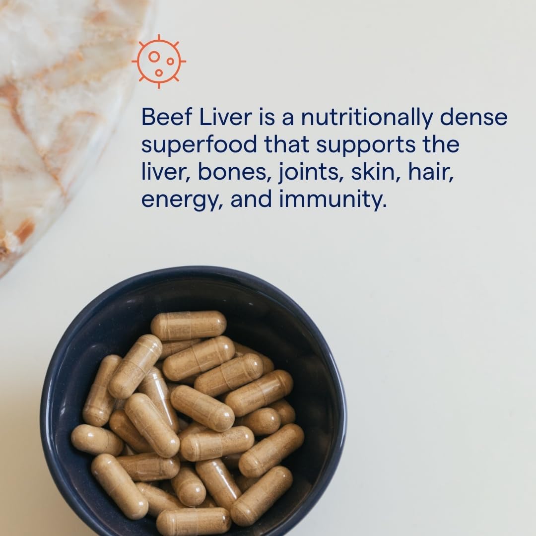 Trace Minerals bottle showing gluten-free beef liver supplement packaging.