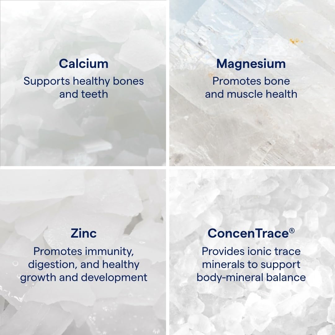 Close-up of Trace Minerals Cal/Mag/Zinc label showing the mineral blend.