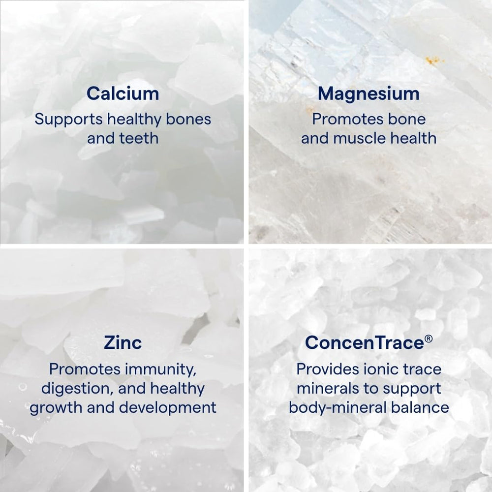 Close-up of Trace Minerals Cal/Mag/Zinc label showing the mineral blend.