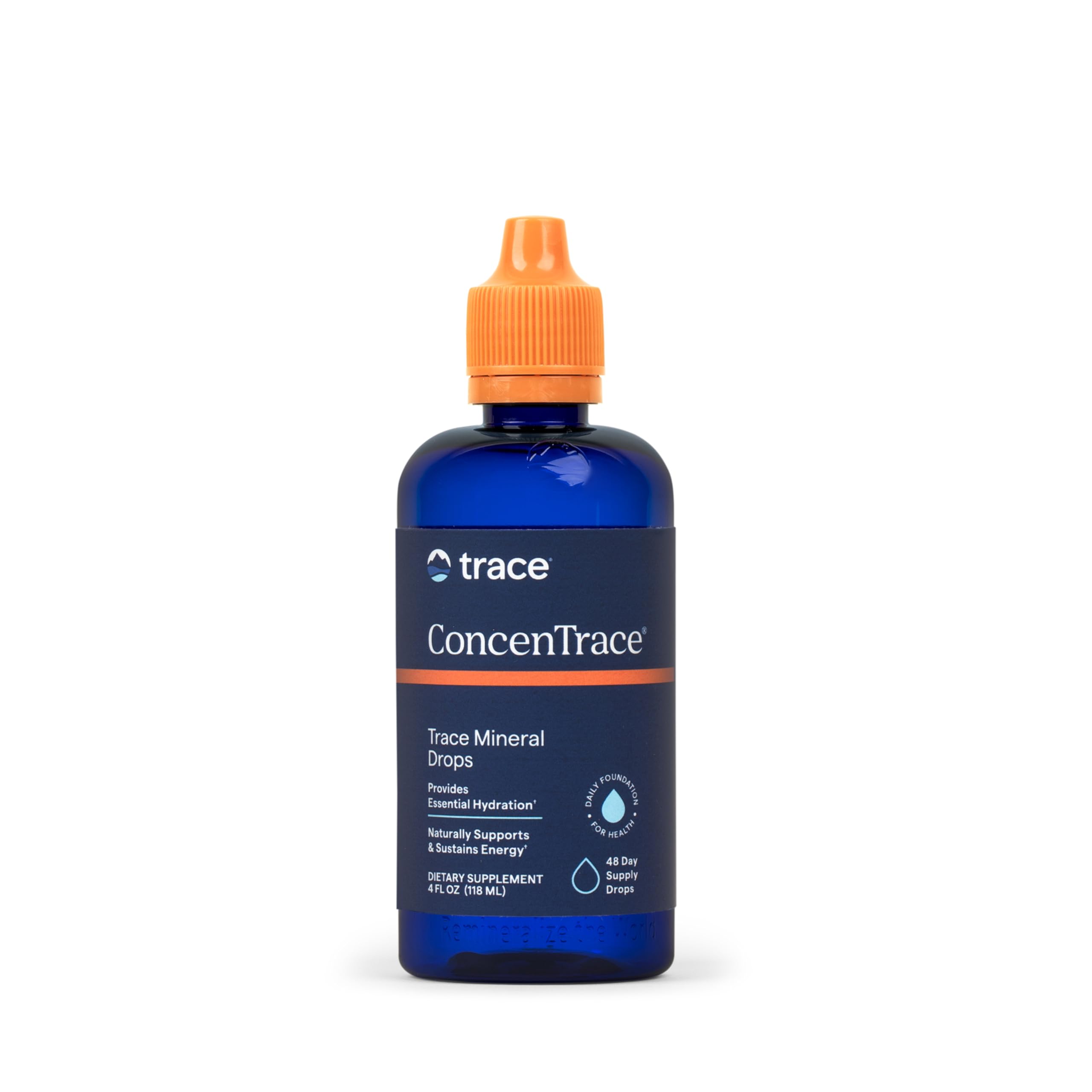 Trace Minerals ConcenTrace bottle front showing hydration-focused mineral drops