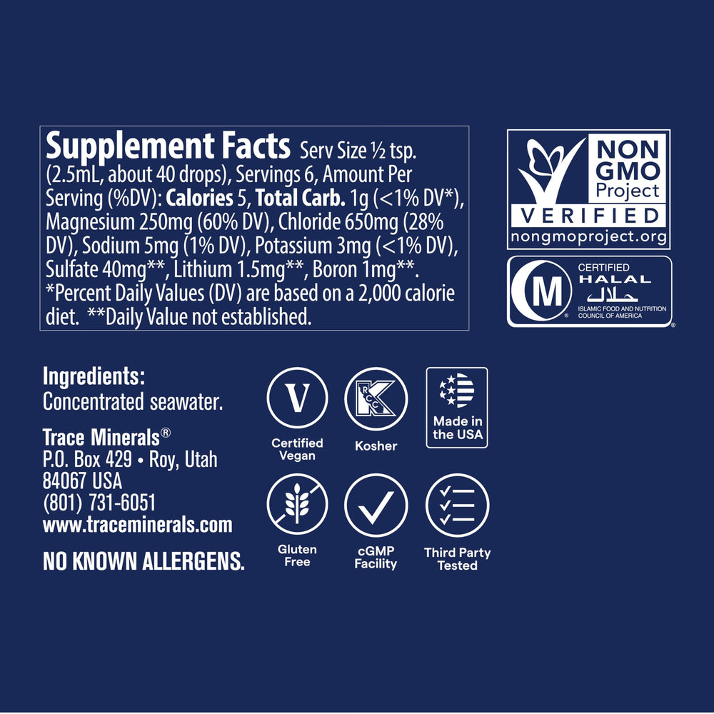 Trace Minerals ConcenTrace bottle with glass of water suggests hydration support