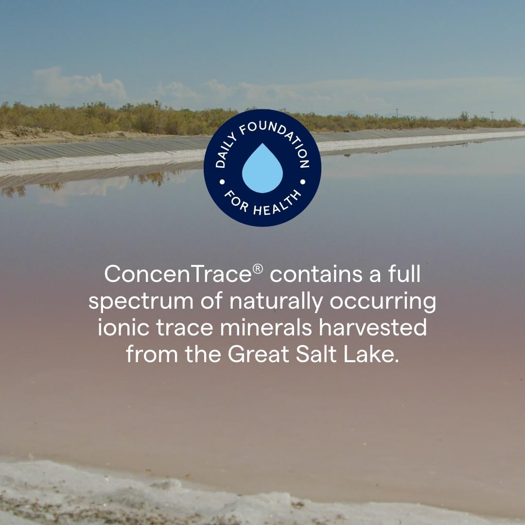 Pouring ConcenTrace capsules to illustrate easy daily dosage and convenience.