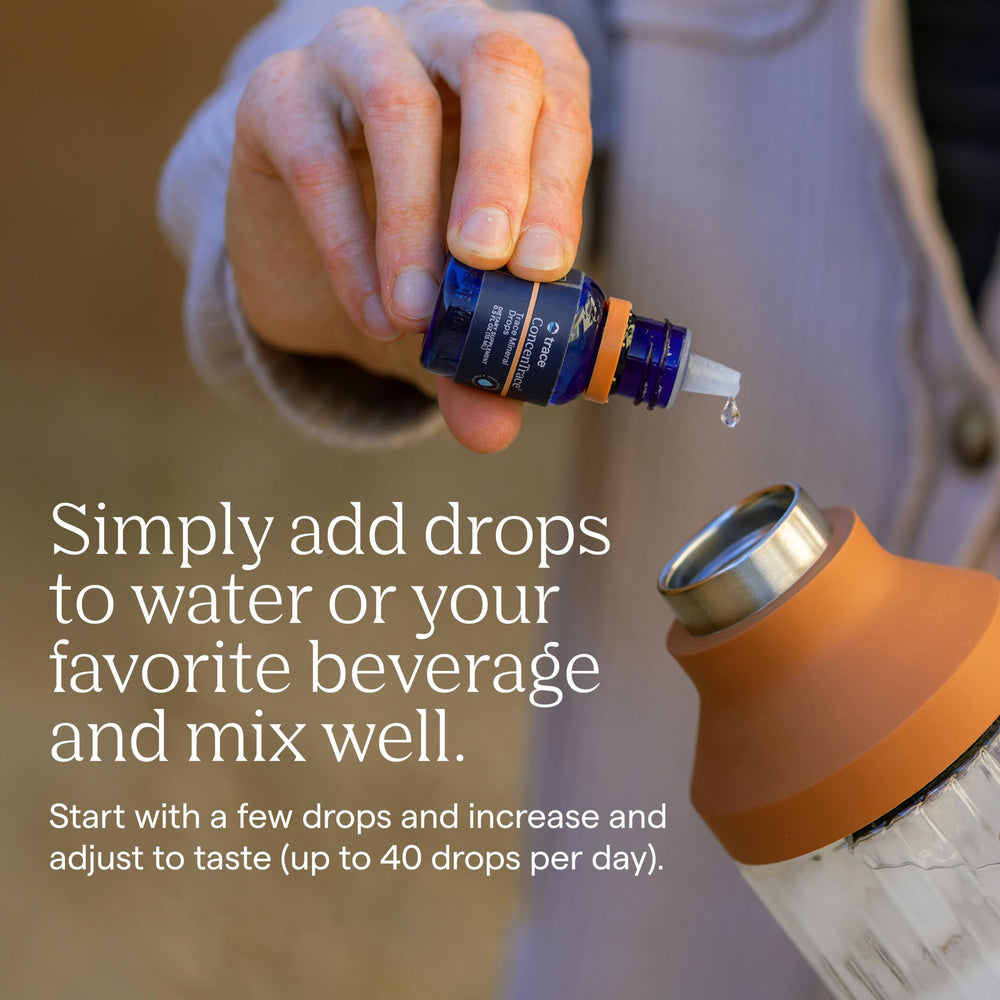 Trace Minerals ConcenTrace dropper in use for convenient remineralization