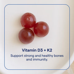 Trace Minerals D3 and K2 gummies label highlights calcium absorption and bone health potential