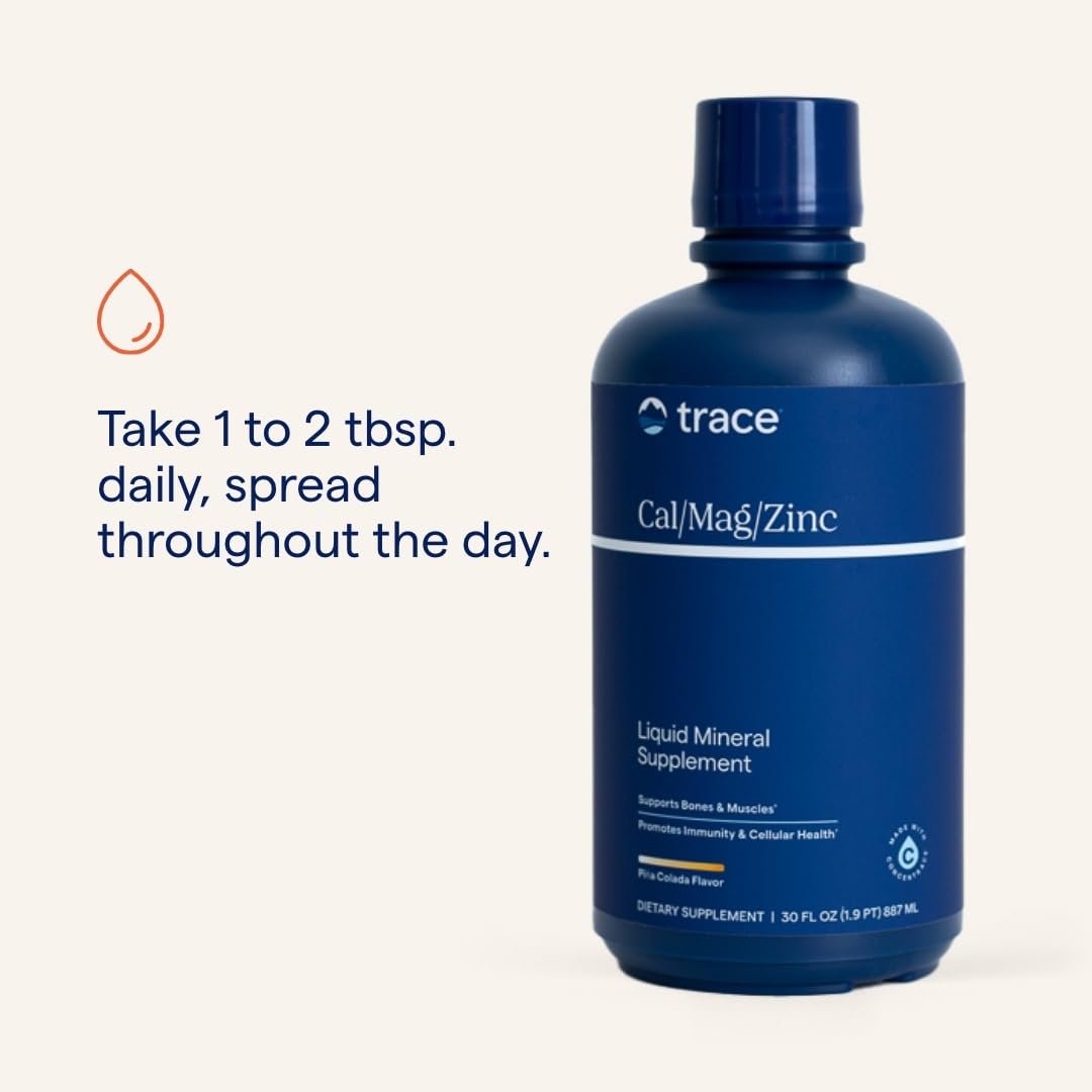 Measuring 1-2 tablespoon dosage of Trace Minerals Cal/Mag/Zinc with a spoon.