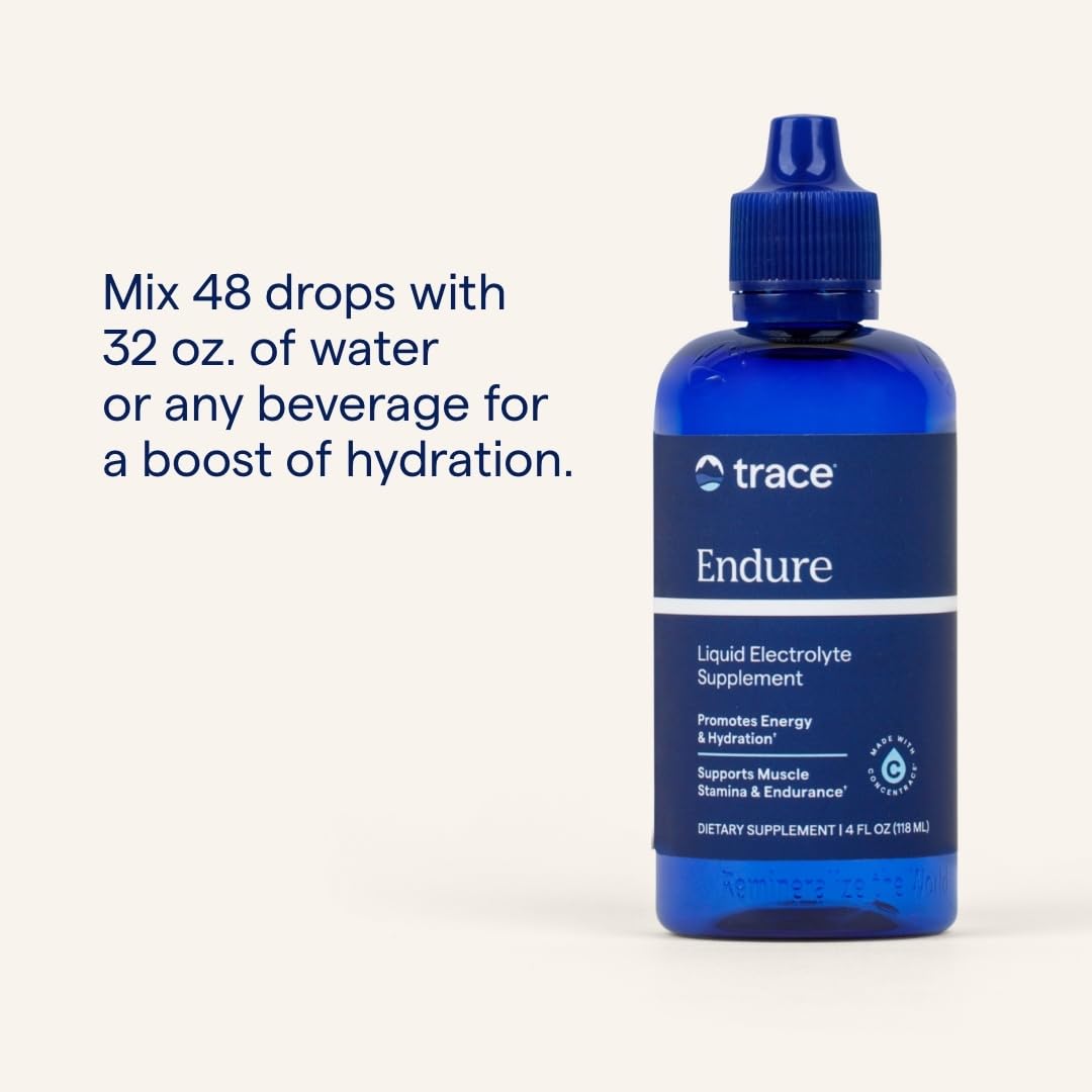 Trace Minerals Endure bottle beside water, ready for on-the-go hydration