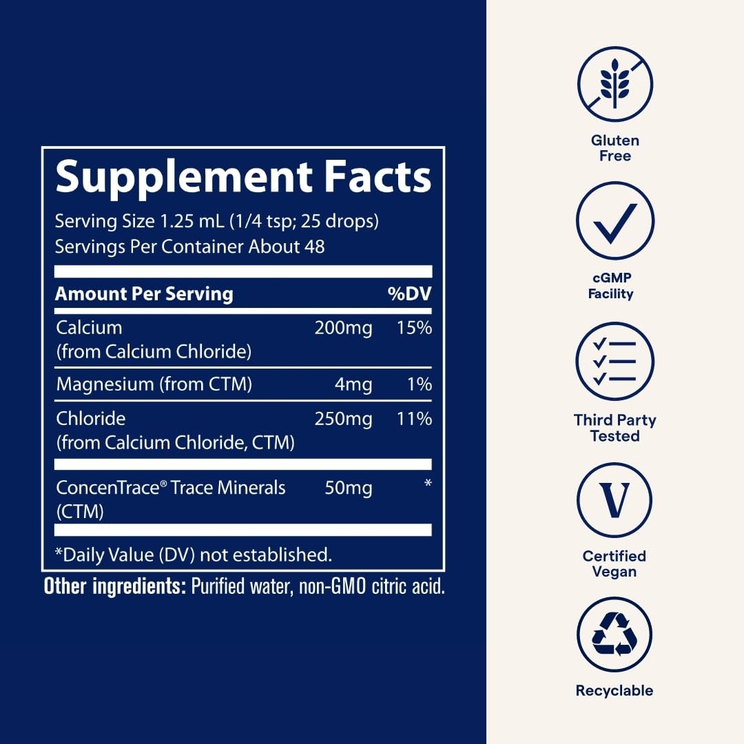 Trace Minerals Ionic Calcium glass with juice for easy daily intake