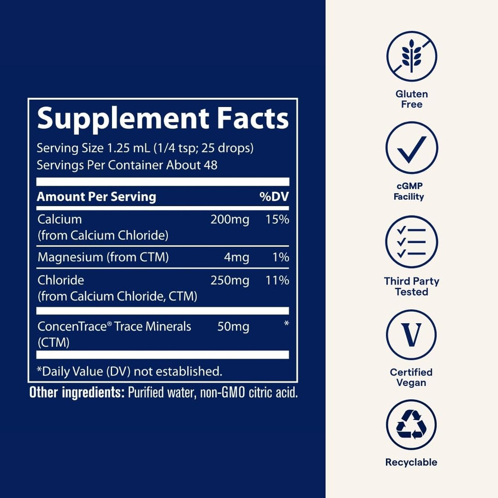 Trace Minerals Ionic Calcium glass with juice for easy daily intake