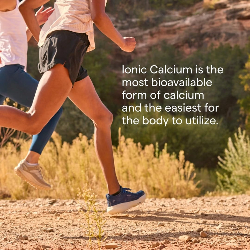 Trace Minerals Ionic Calcium label close-up showing ConcenTrace minerals balance