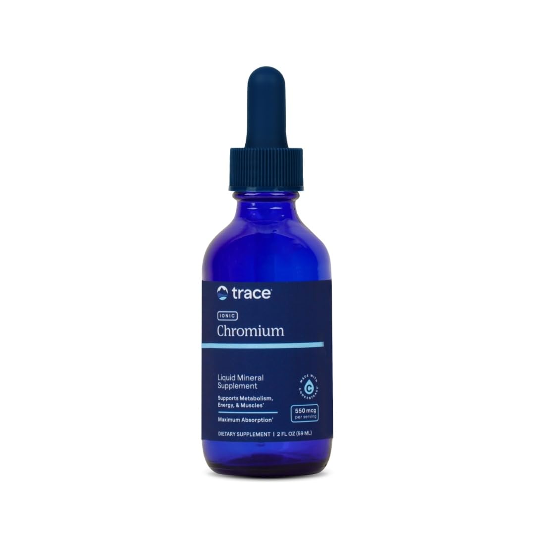 Trace Minerals Ionic Chromium drops bottle with dropper for daily energy support.