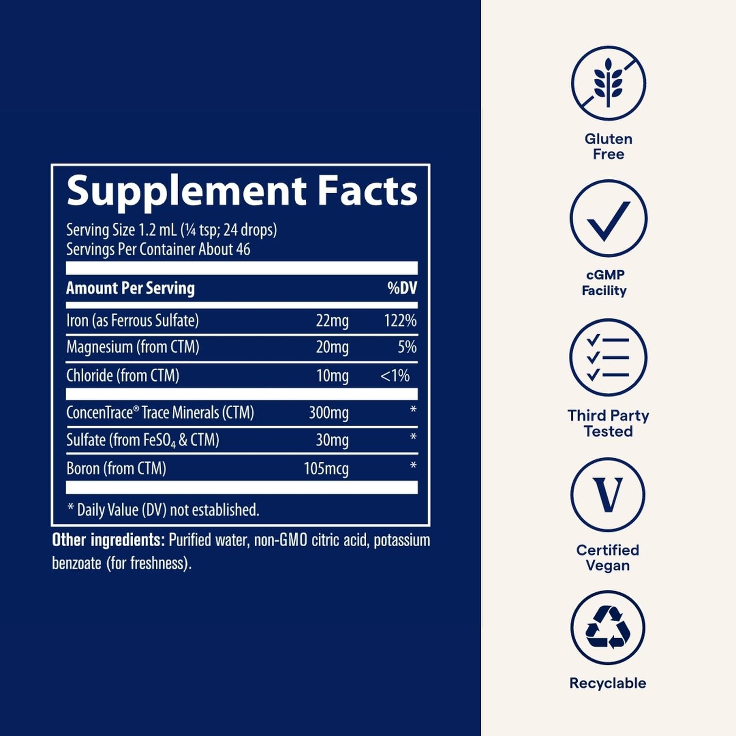 Trace Minerals Ionic Iron with vegetables for balanced immune support