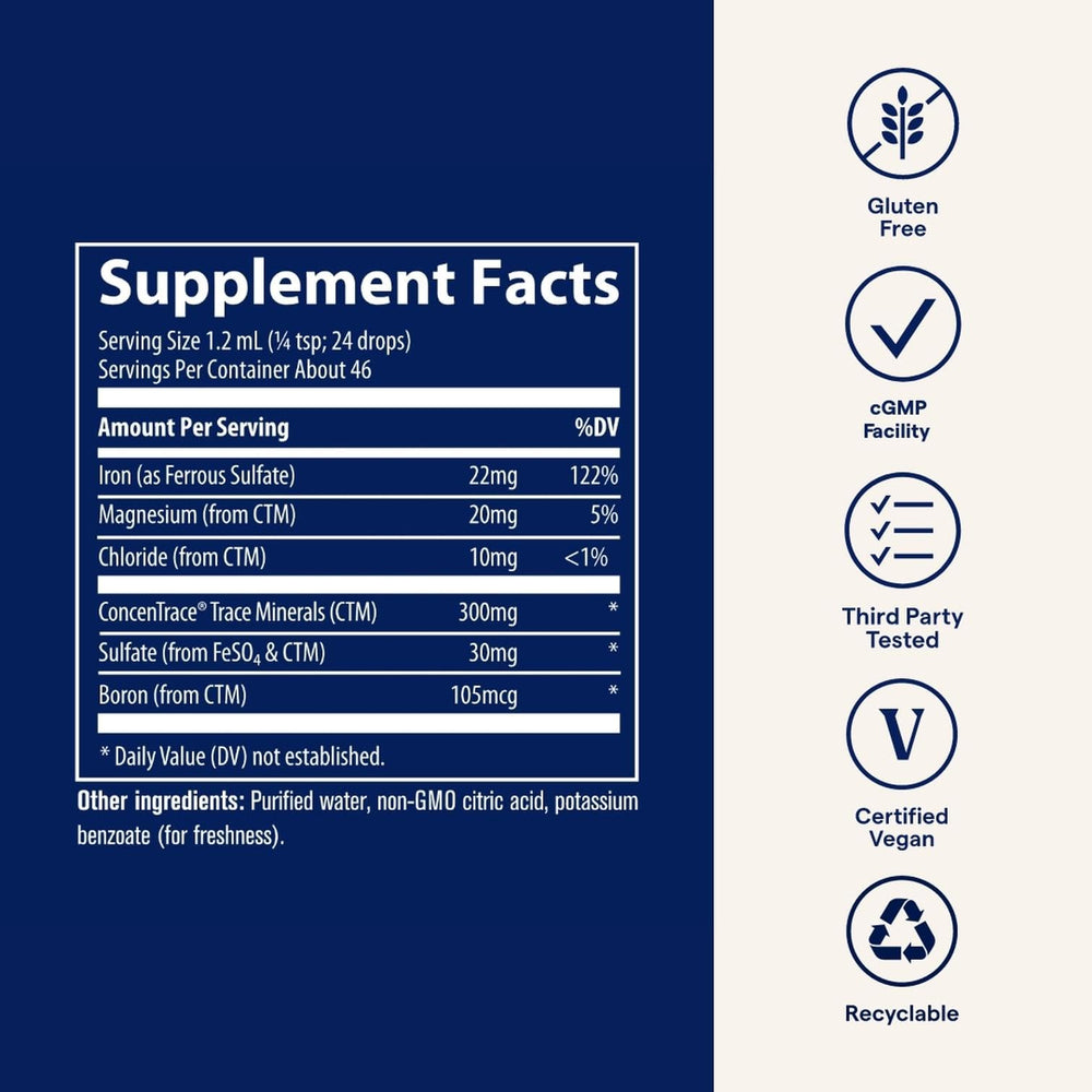 Trace Minerals Ionic Iron with vegetables for balanced immune support