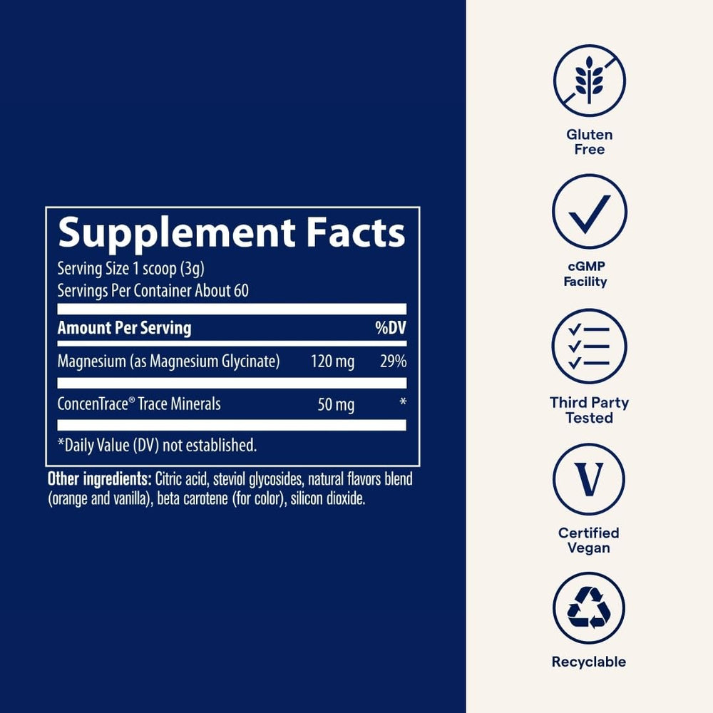 Trace Minerals Magnesium Glycinate with 70+ ionic minerals for daily nutrition