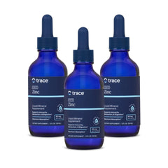 Trace Minerals Ionic Zinc bottle front view with dropper for easy daily dosing
