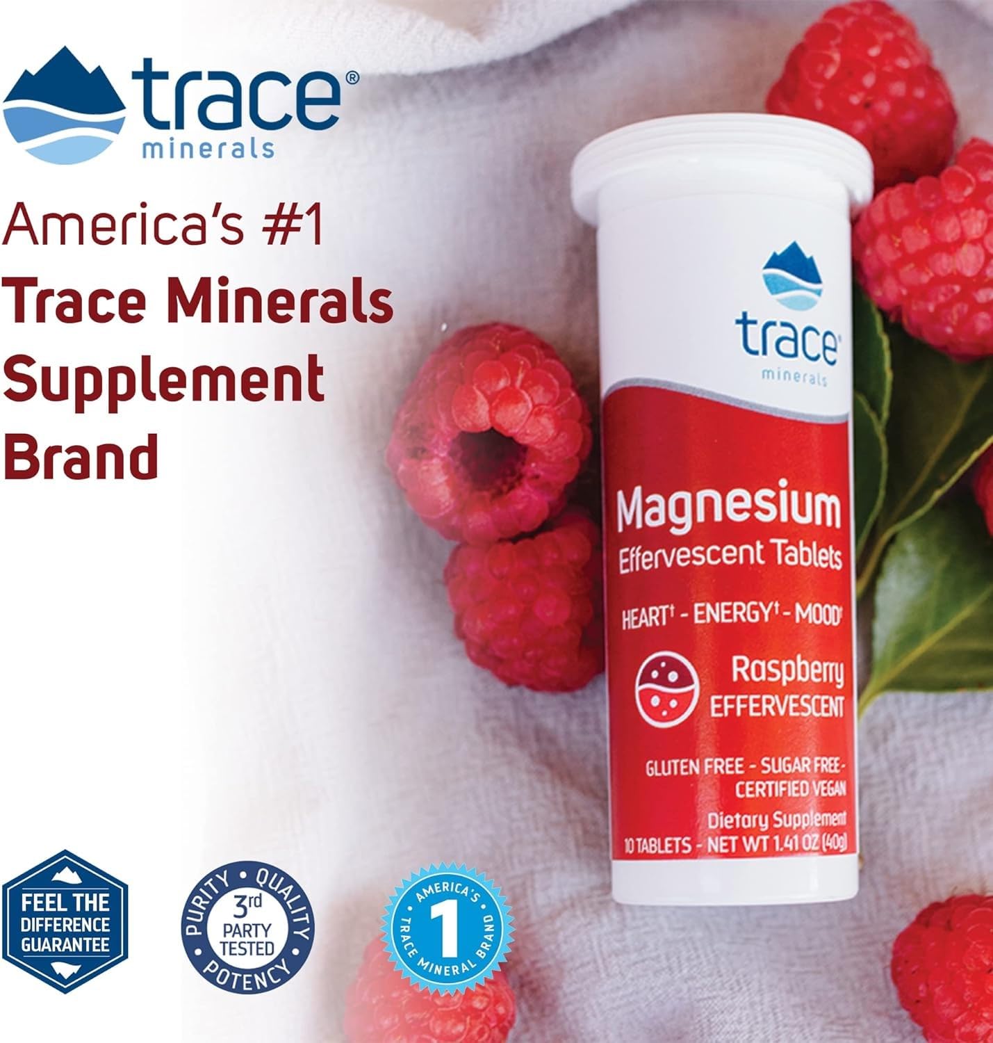 Trace Minerals logo and bottle collection emphasizing sustainable sourcing.