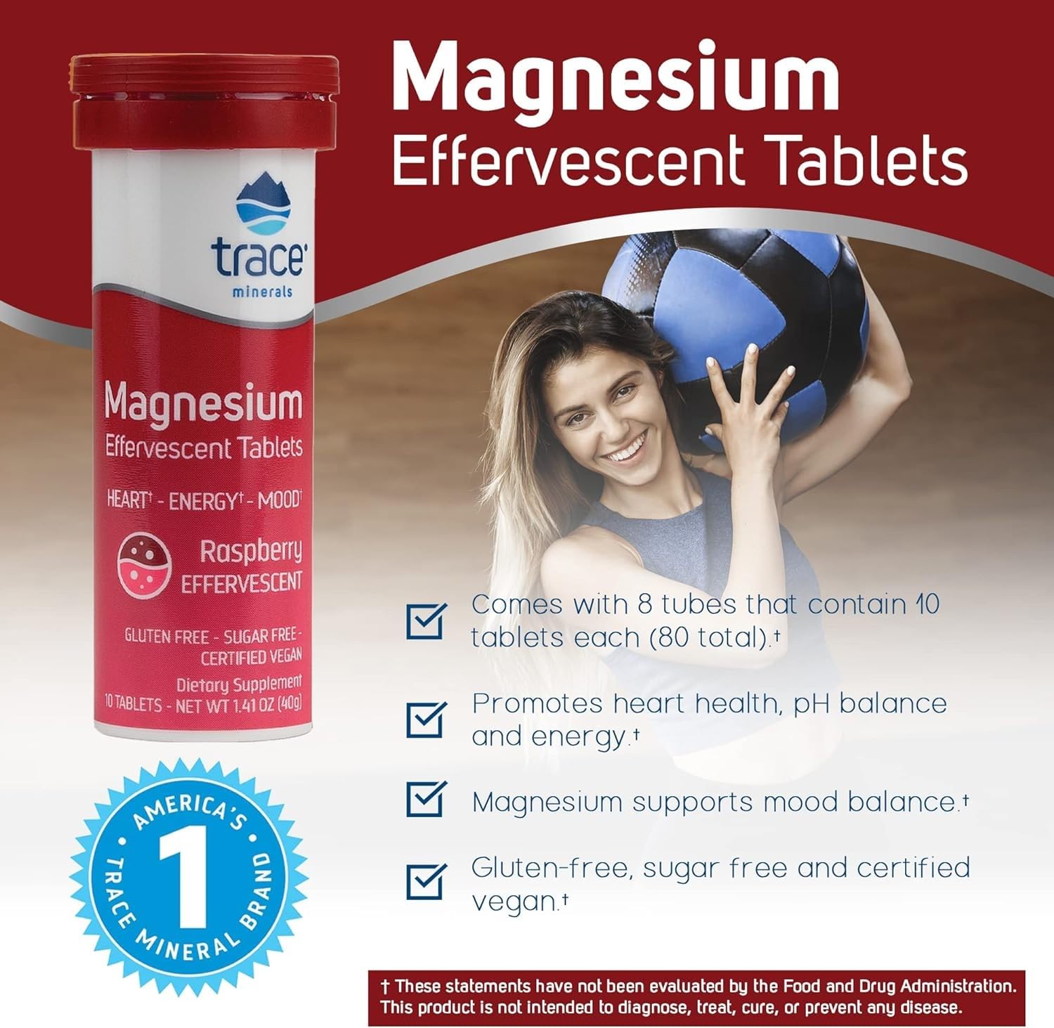 Trace Minerals magnesium effervescent tablet ready for daily use with meals.