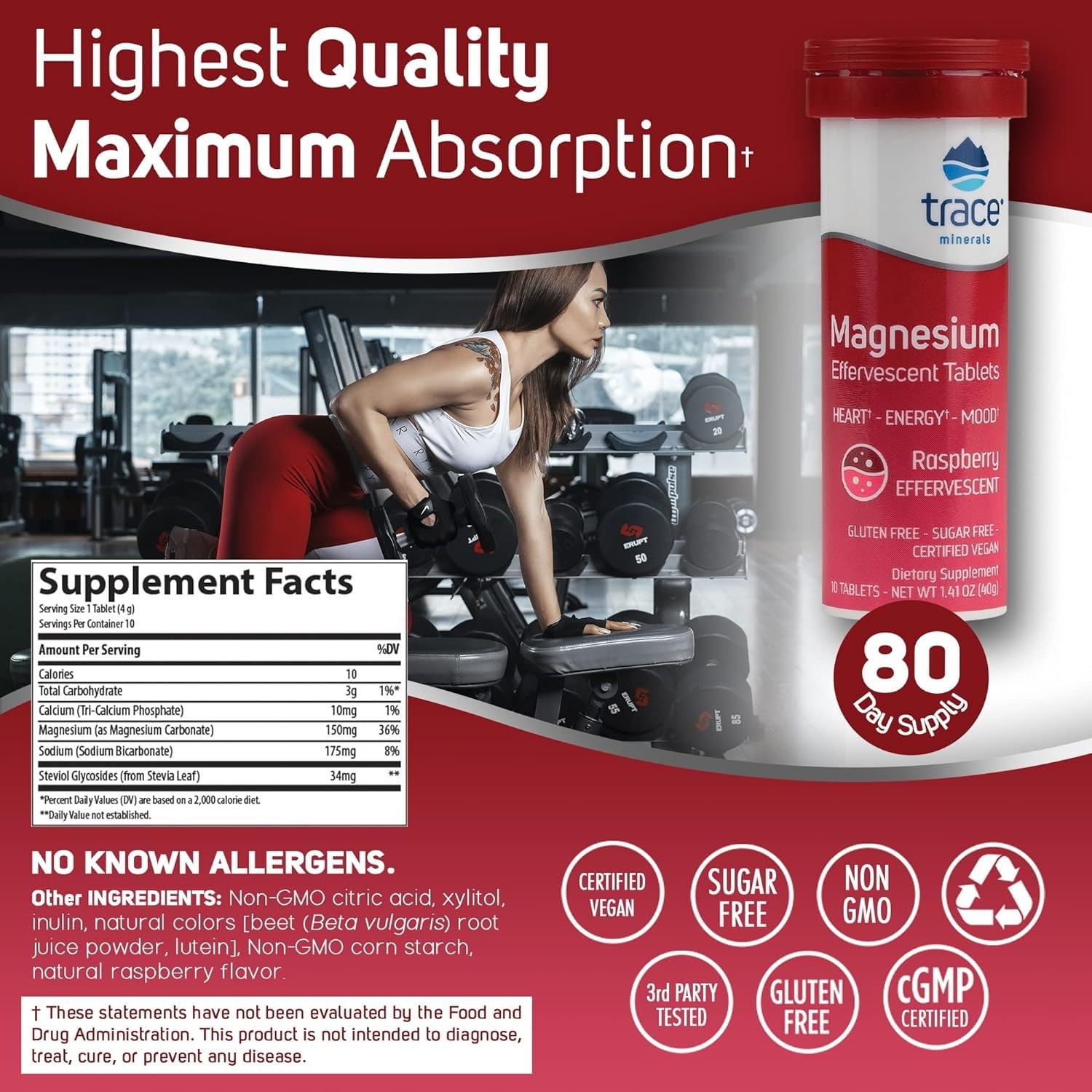 Glass of water with Trace Minerals magnesium effervescent tablet dissolving in a refreshing sip.