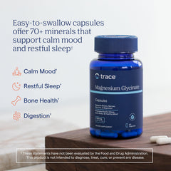 Close-up of Trace Minerals capsules ready to take for relaxation.