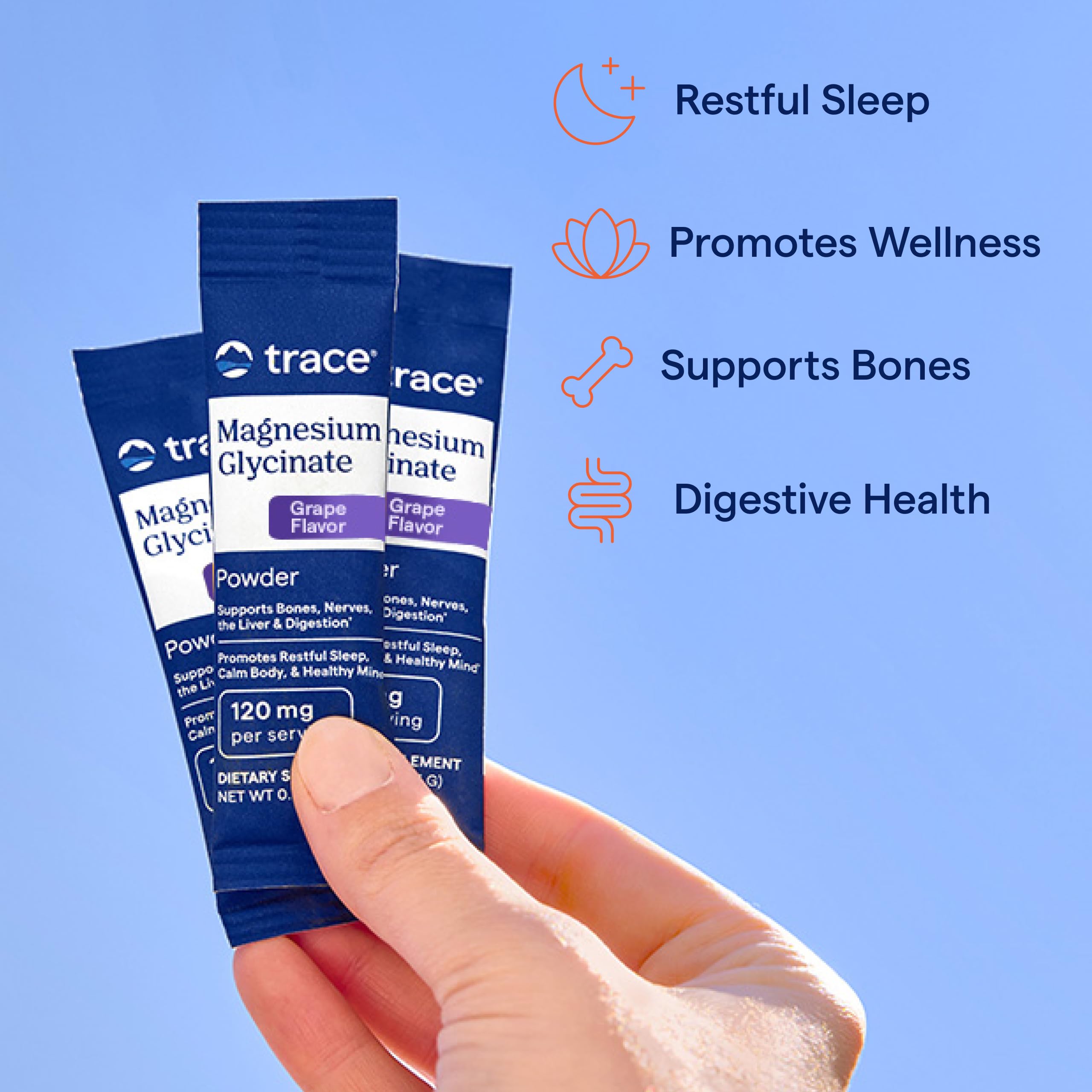 Trace Minerals Magnesium Glycinate supports nervous system and relaxation.