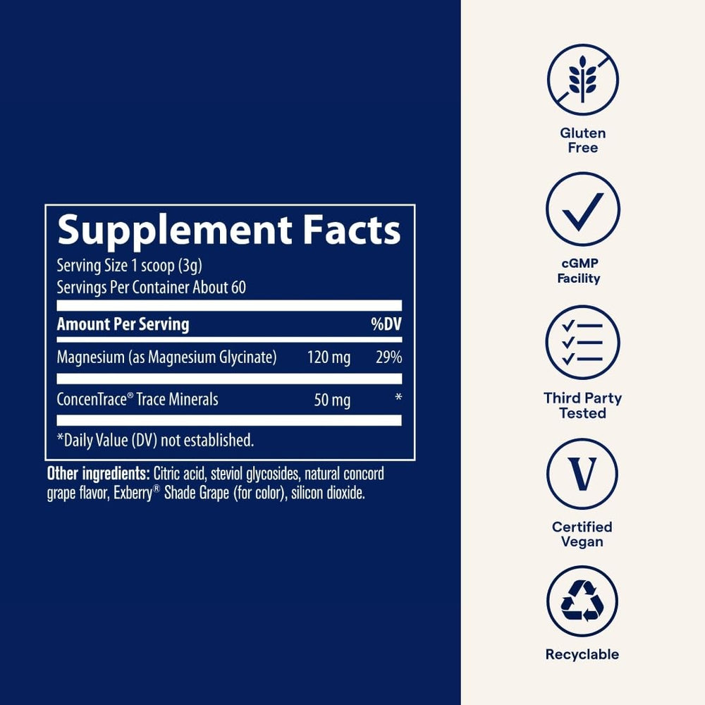 Trace Minerals magnesium glycinate powder USA-origin label signals responsible sourcing