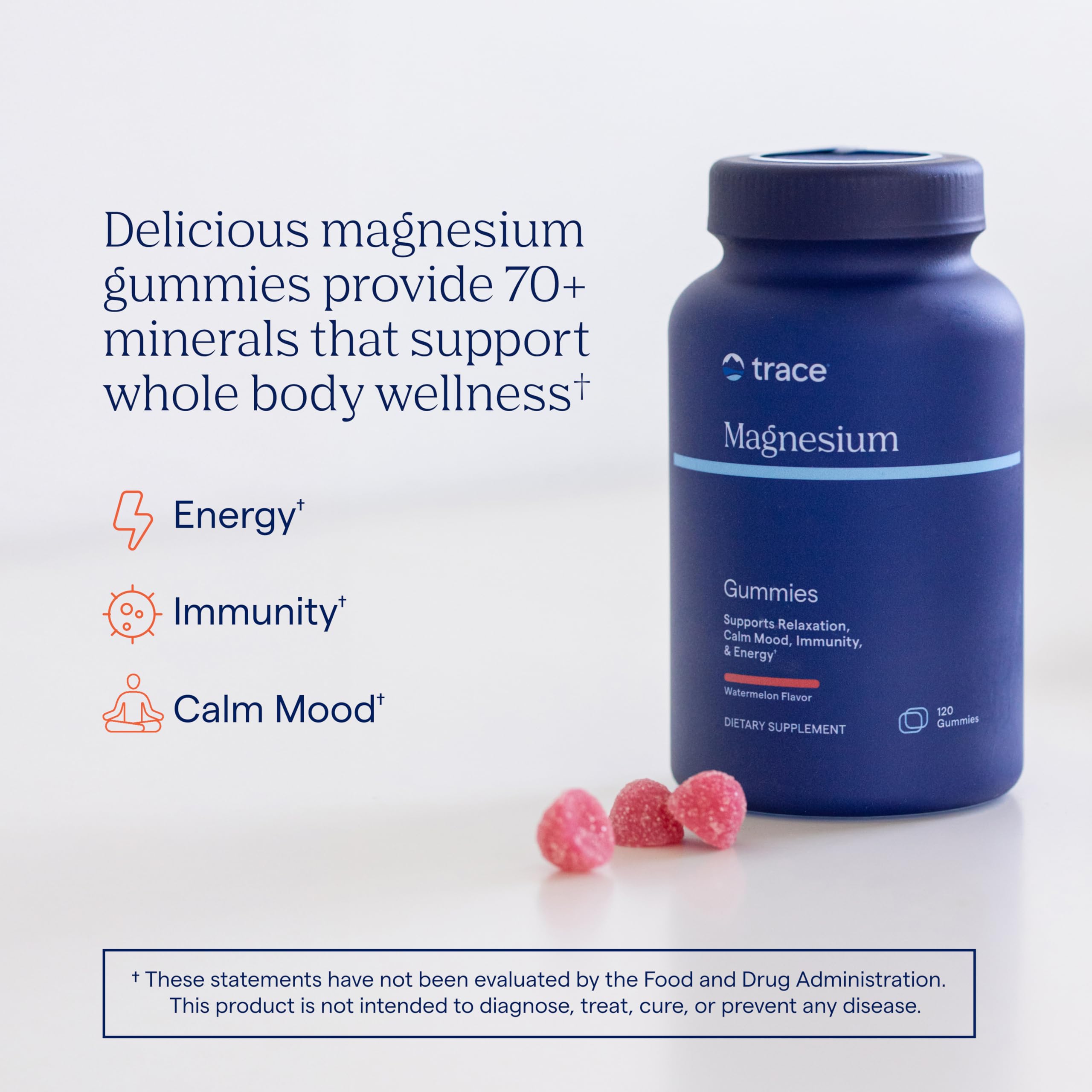 Trace Minerals Magnesium Gummies close-up showing soft chews and texture