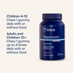 Trace Minerals Magnesium Gummies kid dosage illustration for ages 4–12.