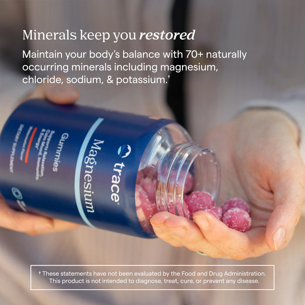 Trace Minerals Magnesium Gummies watermelon-flavor illustration highlighting tasty chewable wellness