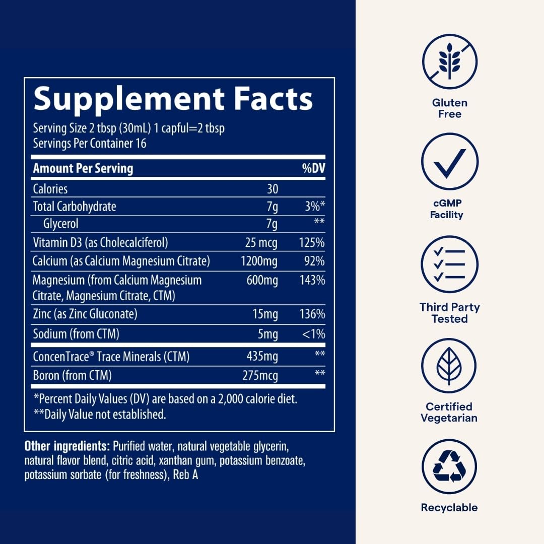 Trace Minerals measuring spoon with bottle emphasizes simple daily dosing.