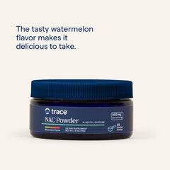 Trace Minerals NAC Powder dissolves quickly in a glass of watermelon-flavored drink.