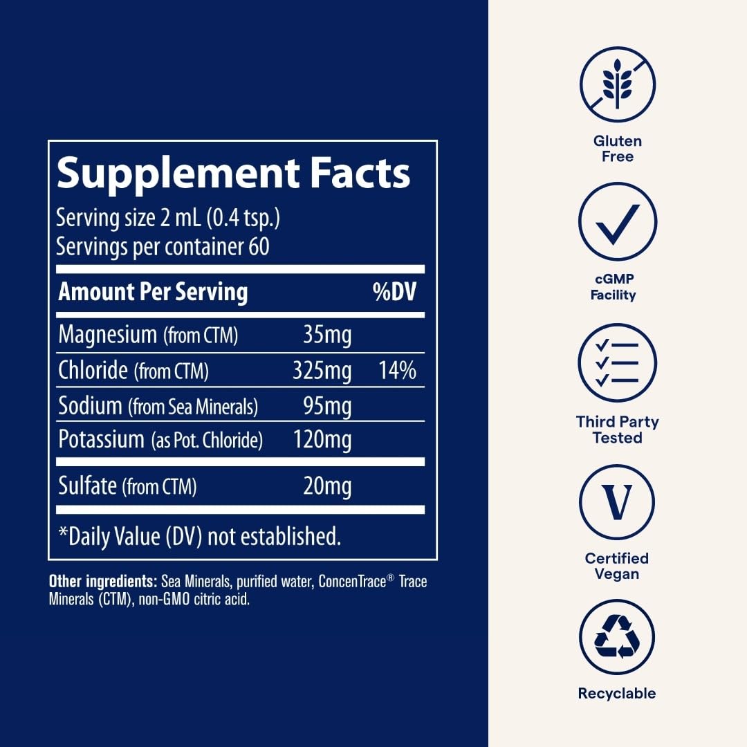 Trace Minerals NO! Muscle Cramps ingredients closeup reveals magnesium and minerals