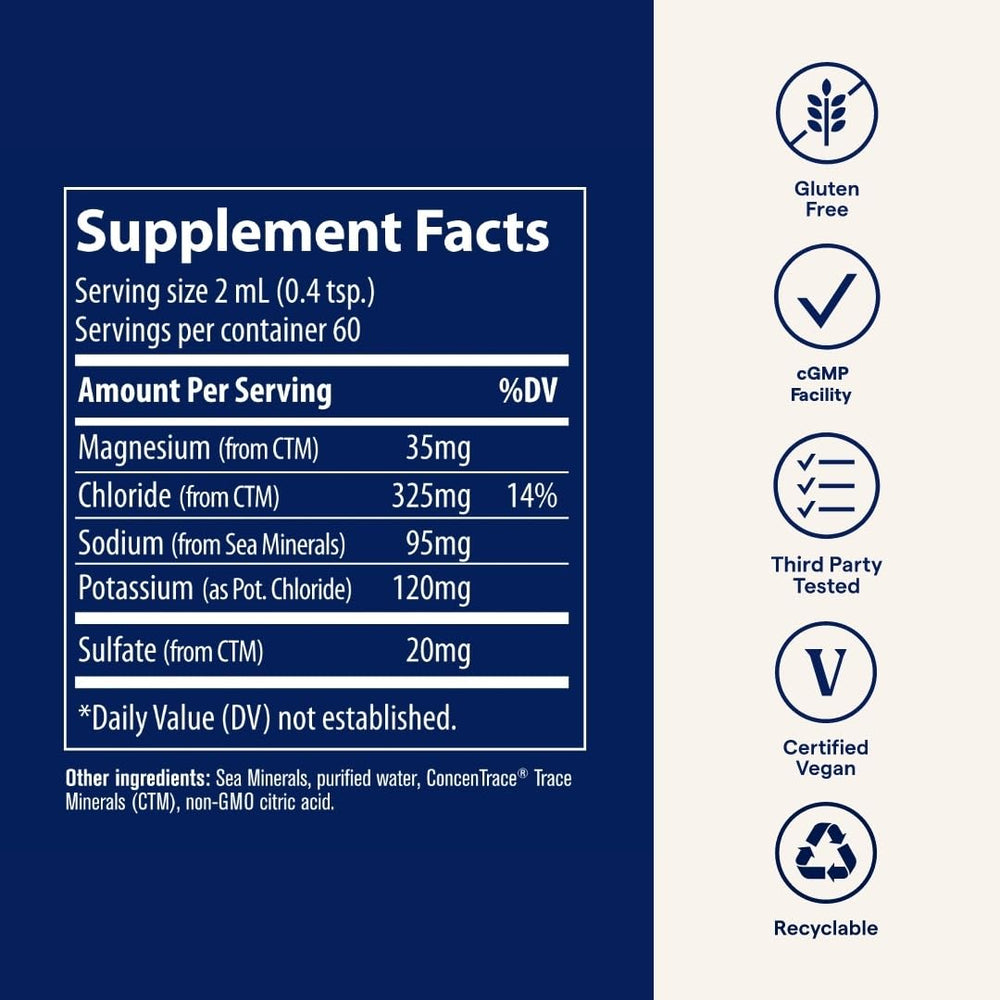 Trace Minerals NO! Muscle Cramps ingredients closeup reveals magnesium and minerals